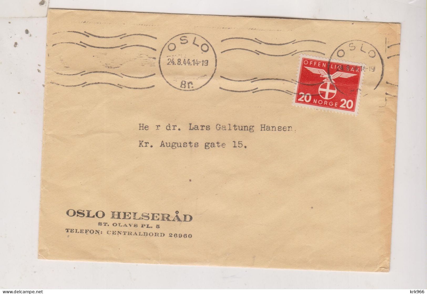 NORWAY 1944 OSLO Nice Cover - Briefe U. Dokumente