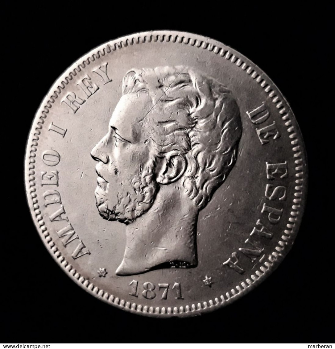 MONEDA  5 PESETAS DE PLATA DE AMADEO I MADRID 1871 * 18-71 - Autres & Non Classés