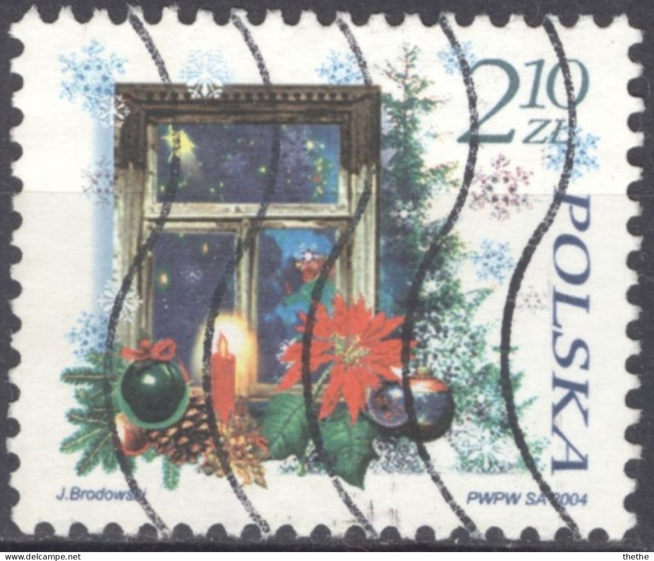 POLOGNE -  Noël . Fenêtre Décorée - Usados