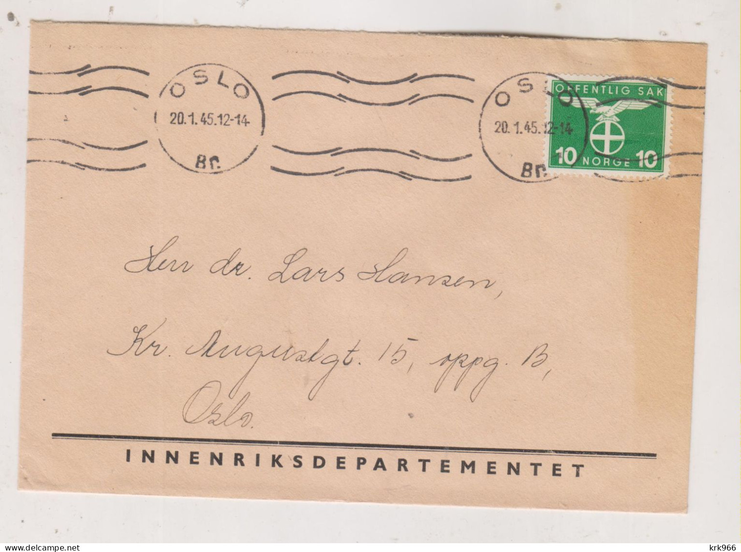 NORWAY 1945 OSLO Nice Cover - Lettres & Documents