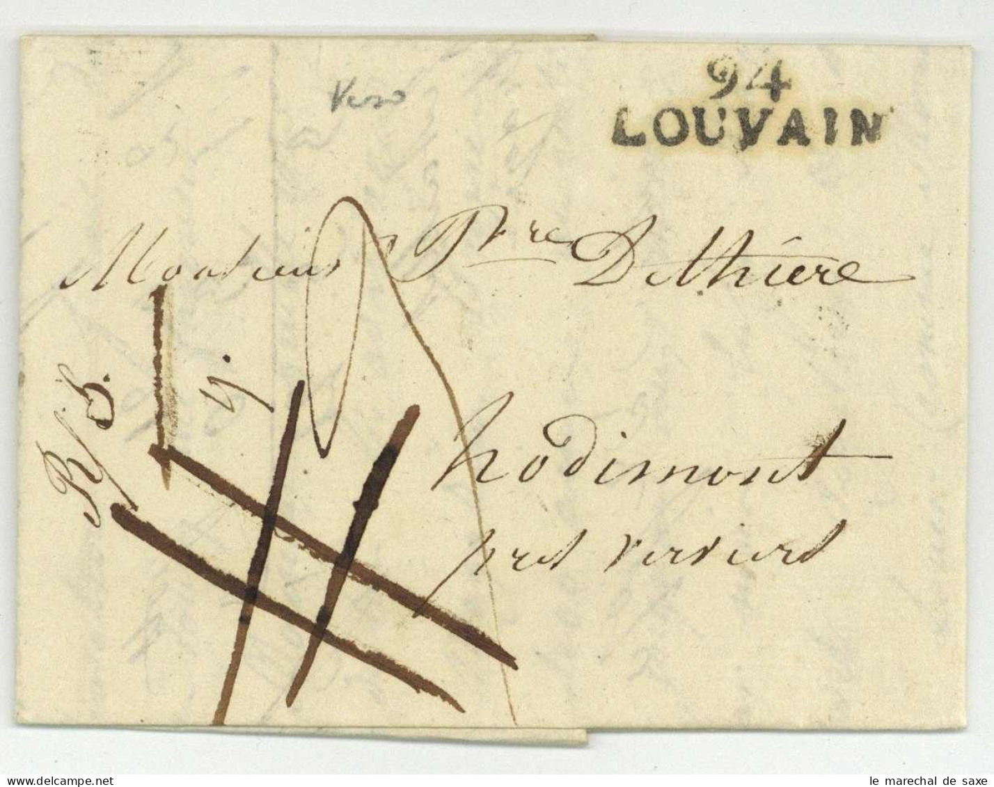 94 LOUVAIN 1807 Pour Hodimont + VERVIERS - 1792-1815: Départements Conquis