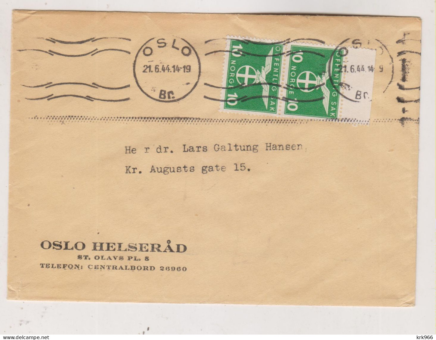 NORWAY 1944 OSLO Nice Cover - Lettres & Documents