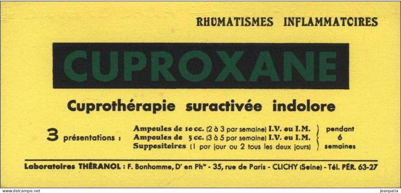 BUVARD - CUPROXANE - Laboratoires THERANOL - Produits Pharmaceutiques