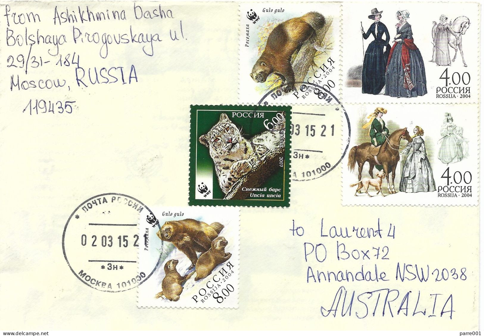 Russia 2015 Moscow WWF Wolverine Gulo Gulo Snow Leopard Panthera Uncia Horse Riding Cover - Lettres & Documents