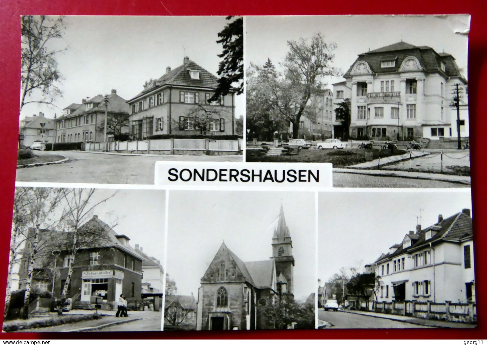 Sondershausen - Konsum - Kirche - Kaliklubhaus - Kyffhäuserkreis - DDR - Echt Foto - Briefmarke Leipziger Messe - Sondershausen