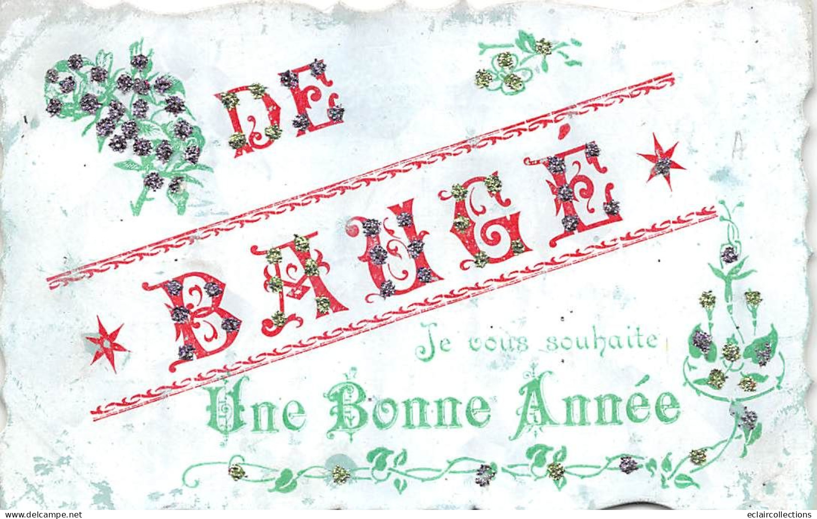 Baugé        49       Fantaisie.   De Baugé. Bonne Année   - Paillettes - (voir Scan) - Other & Unclassified