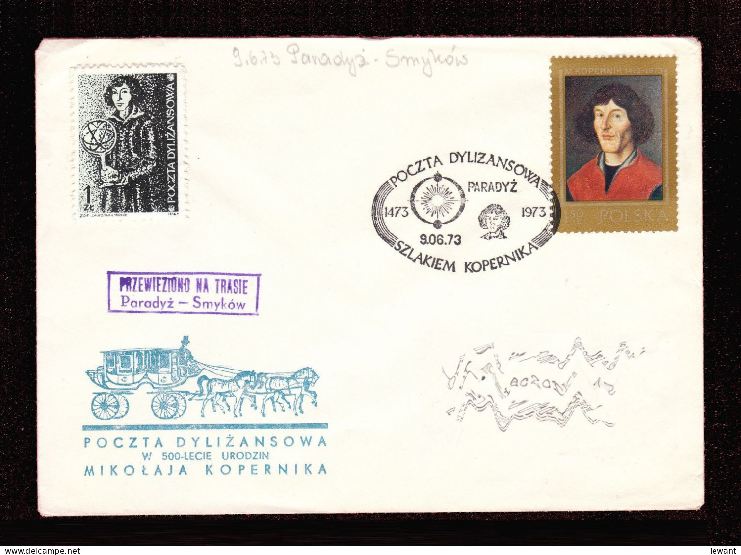 1973 Nicolaus Copernicus - Stagecoach Mail_CZA_22_ PARADYZ - Briefe U. Dokumente