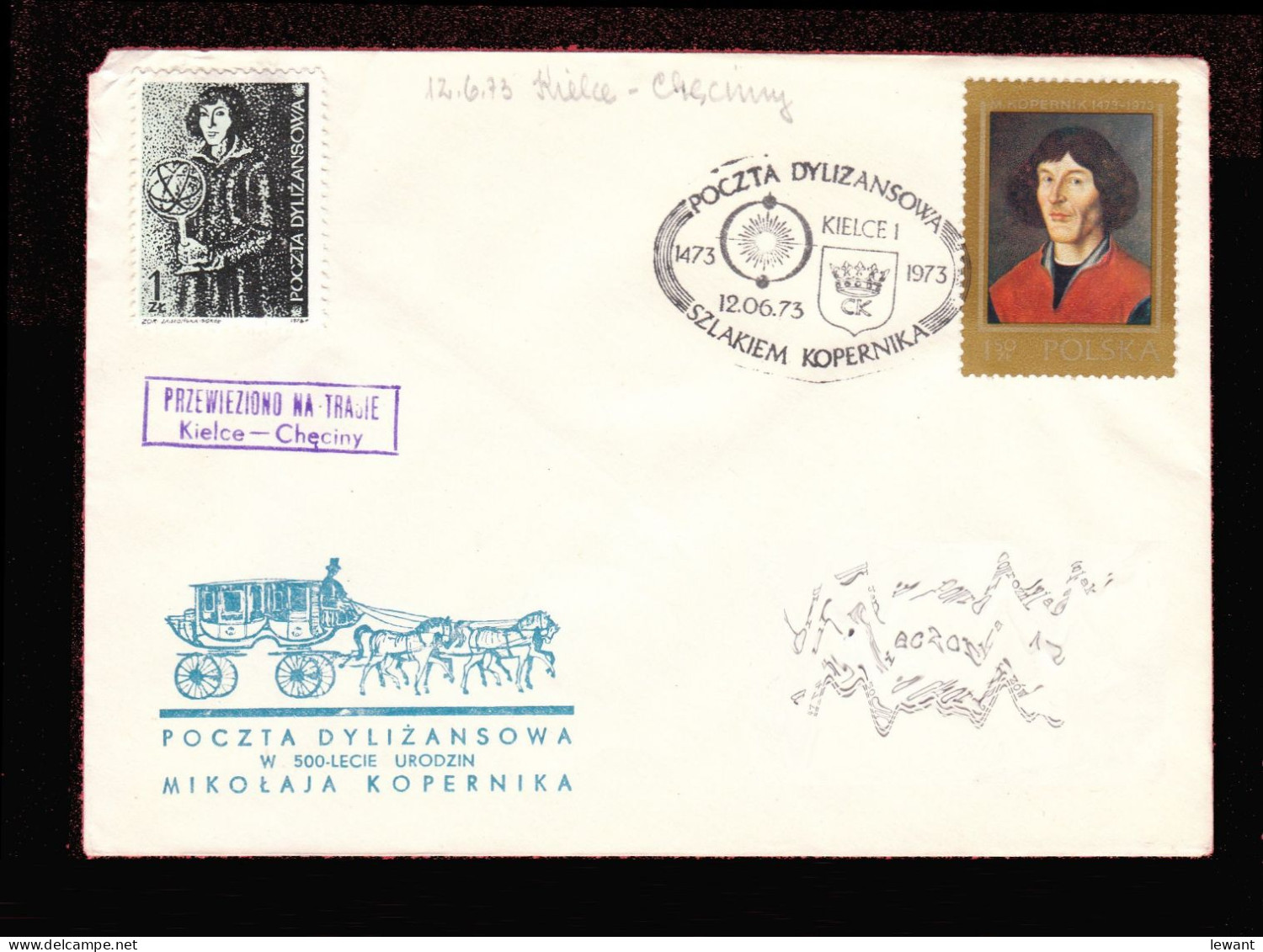 1973 Nicolaus Copernicus - Stagecoach Mail_CZA_24_ KIELCE - Covers & Documents