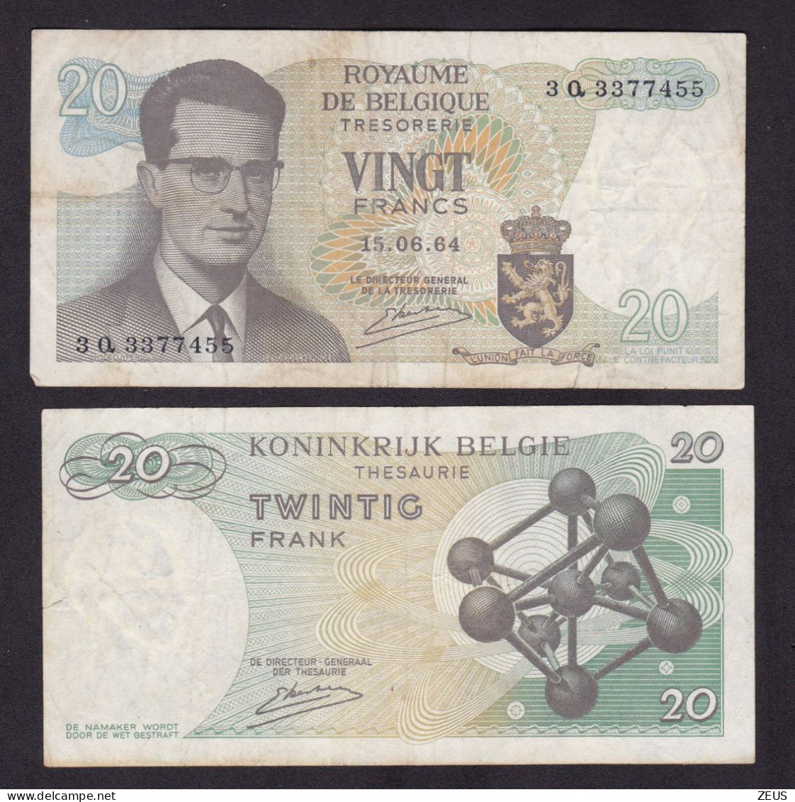 BELGIO 20 FRANCHI 1964 PIK 138 BB - 20 Francs