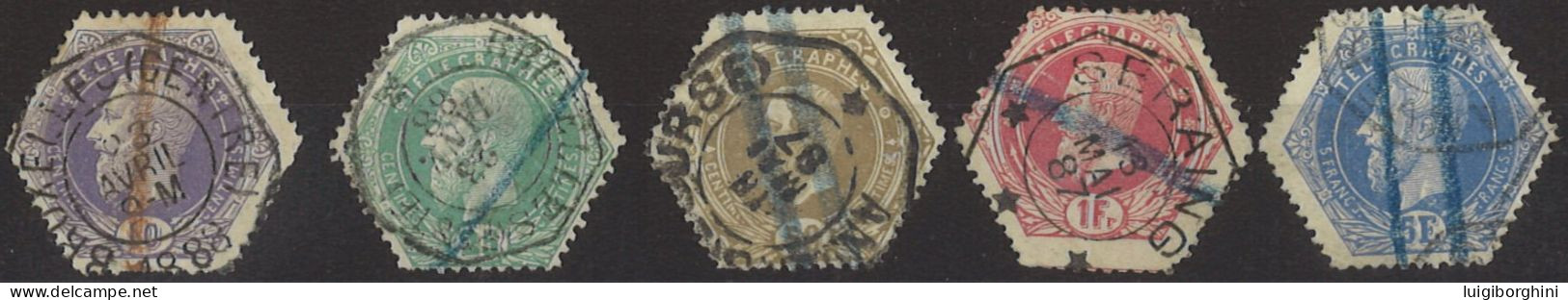 BELGIO 1871 - Francobolli Per Telegrafo N. 3/7 Usati - Telegraafzegels [TG]