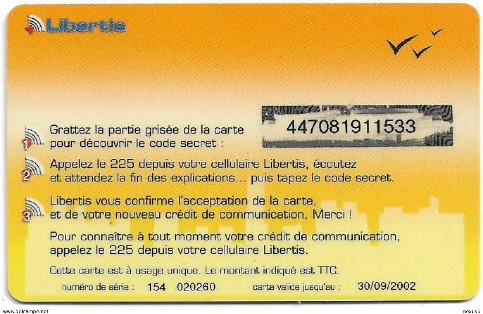 Gabon - Libertis - Ngounie, Exp.30.09.2002, GSM Refill 5.000FCFA, Used - Gabun