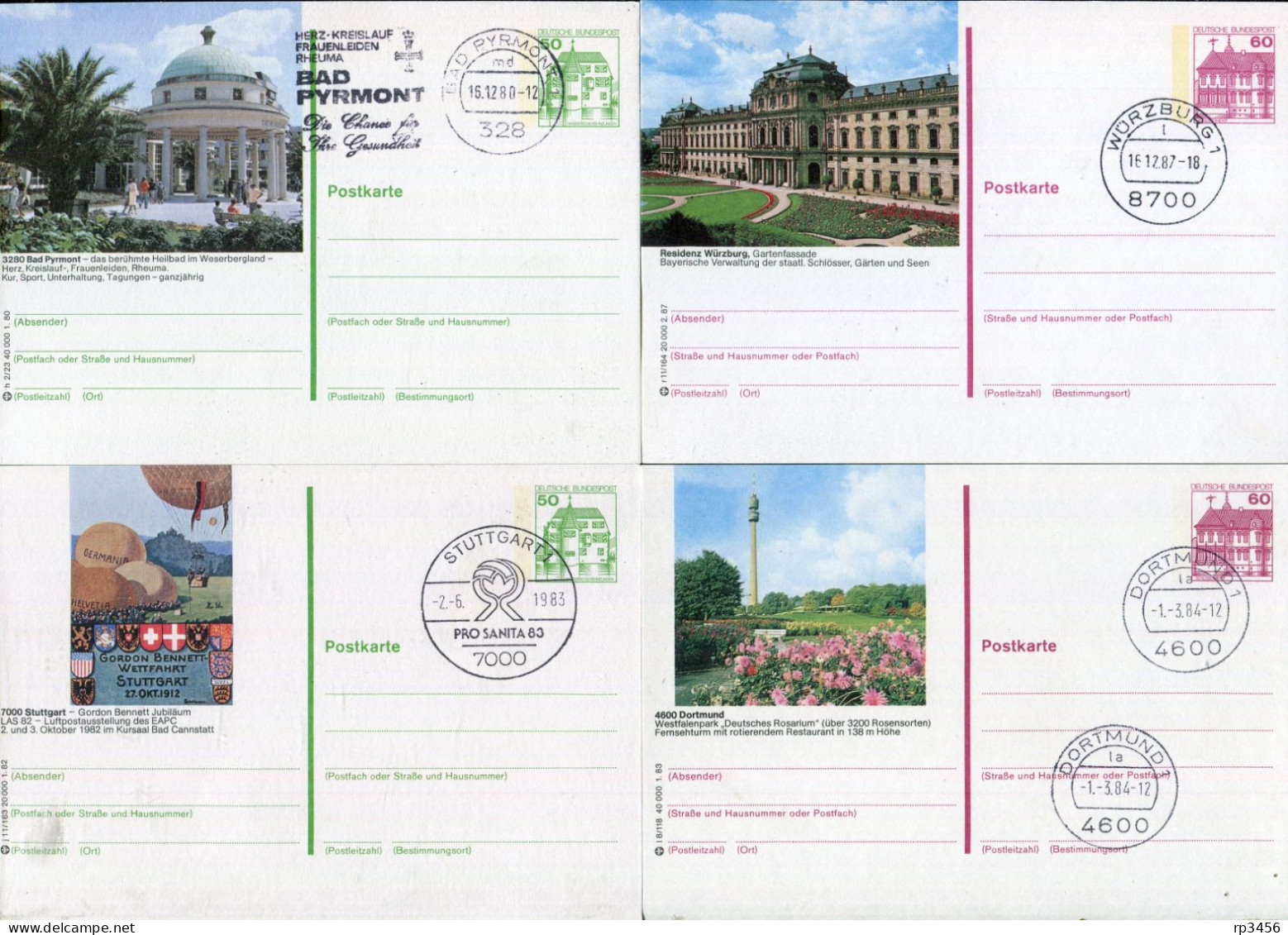 "BUNDESREPUBLIK DEUTSCHLAND" Partie Mit 8 Bildpostkarten Je Mit Bildgleichem Stempel (5630) - Mezclas (max 999 Sellos)