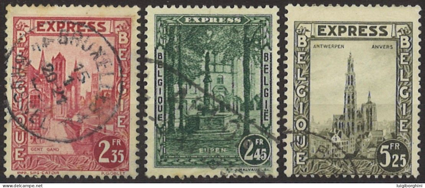 BELGIO 1929 Vedute - Espressi N. 2, 3, 5 Usati - 1929-1937 Heraldischer Löwe