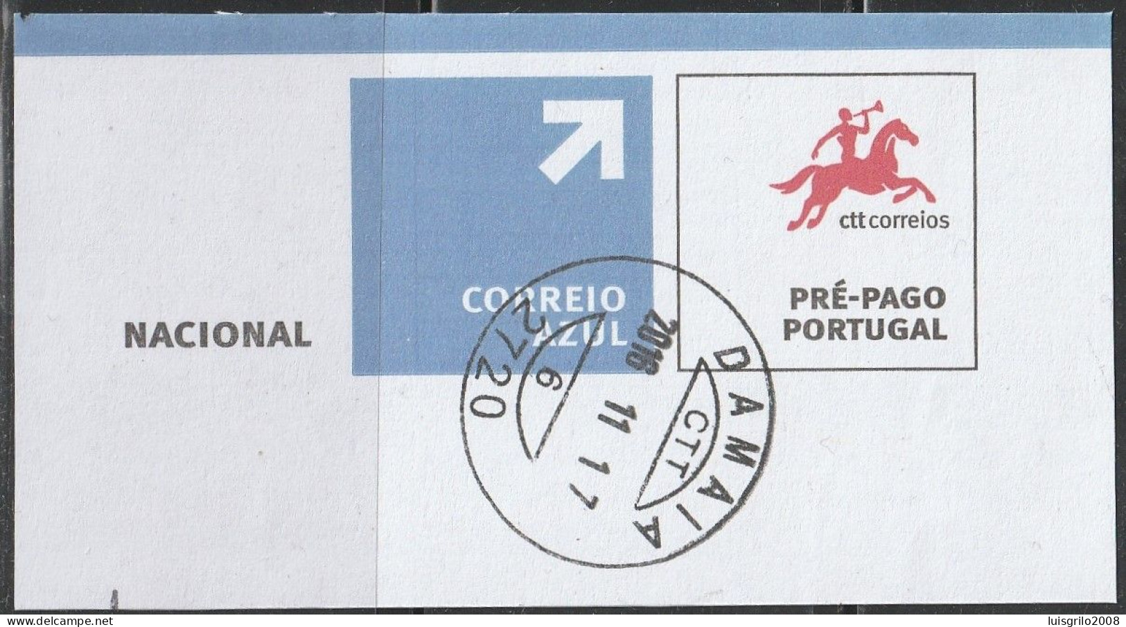 Fragment - Postmark DAMAIA -|- Correio Azul. Pré-Pago / Prepaid Blue Mail - Usati