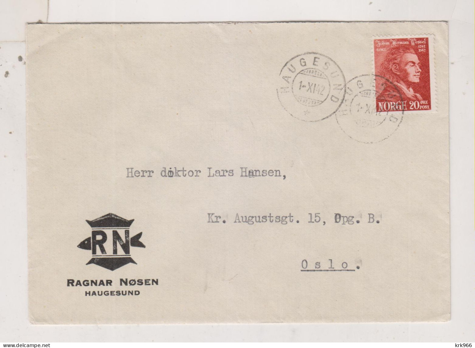 NORWAY 1942 HAUGESUND Nice Cover - Lettres & Documents