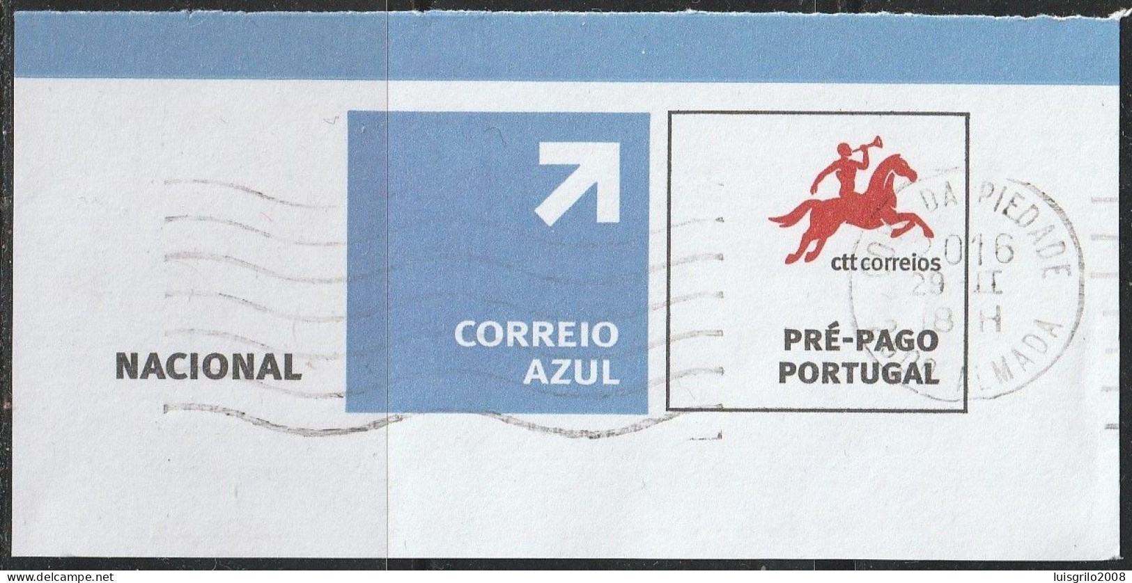 Fragment - Postmark COVA DA PIEDADE . ALMADA -|- Correio Azul. Pré-Pago / Prepaid Blue Mail - Usado