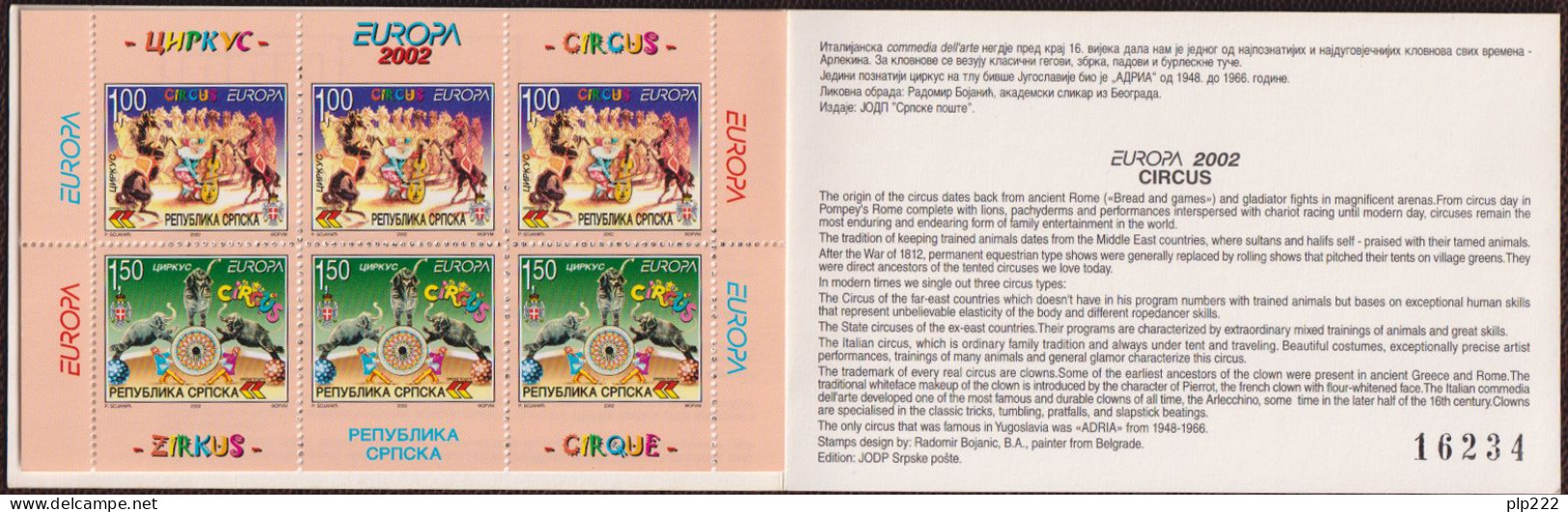 Europa CEPT 2002 Bosnia Serba Libretto/Booklet **/MNH VF - 2002