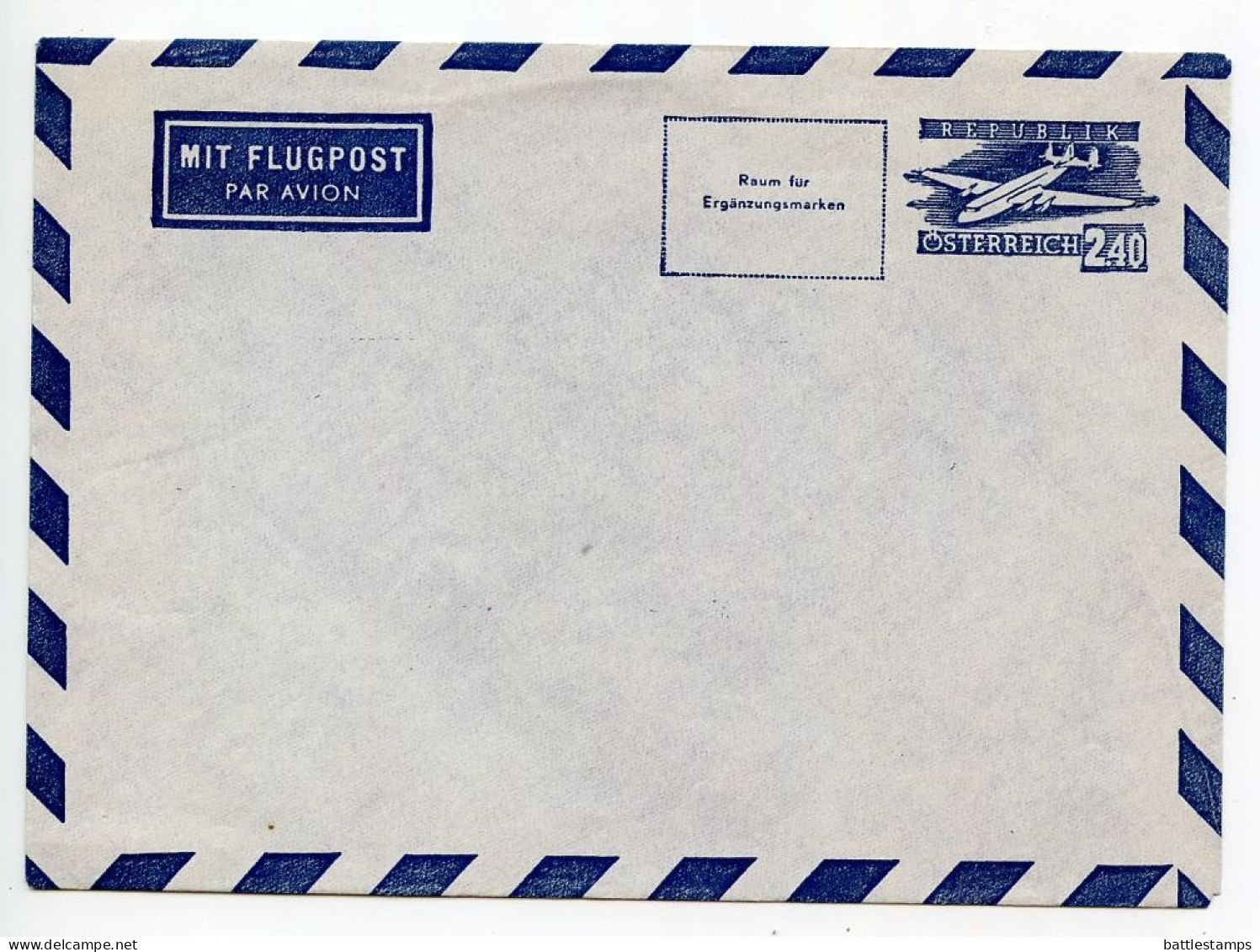 Austria 1960's Mint Postal Envelope - 2.40s Airplane - Enveloppes