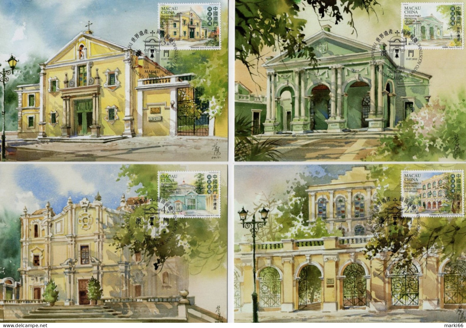 Macao - 2010 - World Heritage - St. Augustine Square - Maximum Cards Set - Maximumkarten