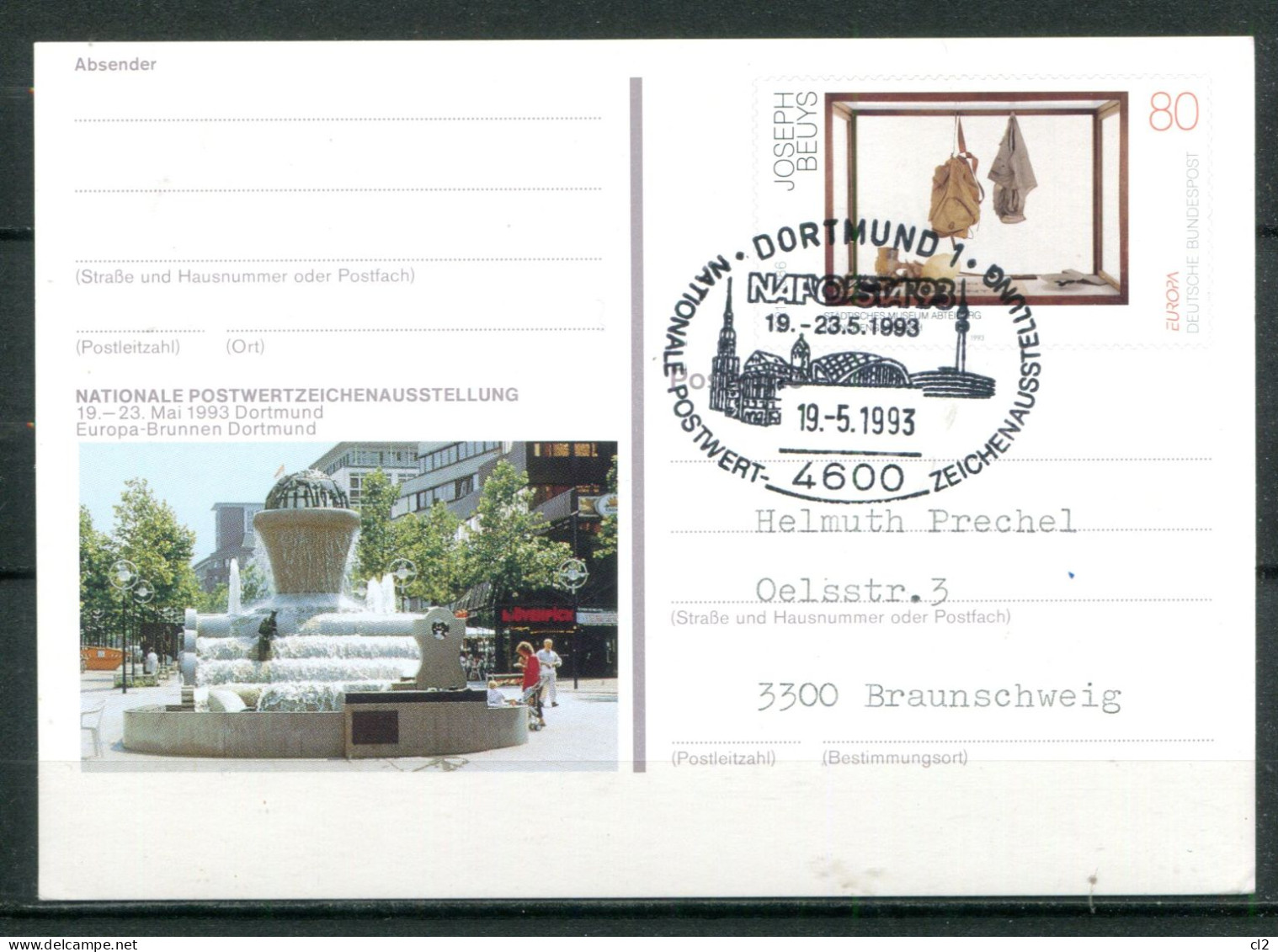 REPUBLIQUE FEDERALE ALLEMANDE - Ganzsache (Entier Postal) Michel PSo 30 (Dortmundt NAPOSTA93) - Bildpostkarten - Gebraucht