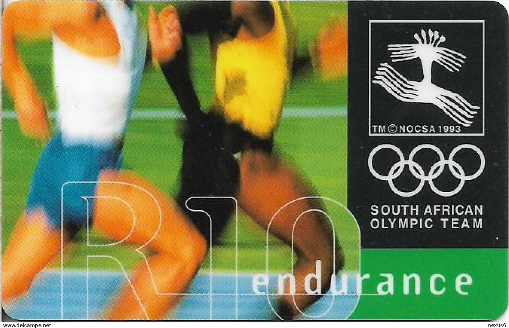 S. Africa - Telkom - S. Africa Olympic Sports Team, Endurance, Chip Orga, 1996, 10R, Used - Afrique Du Sud