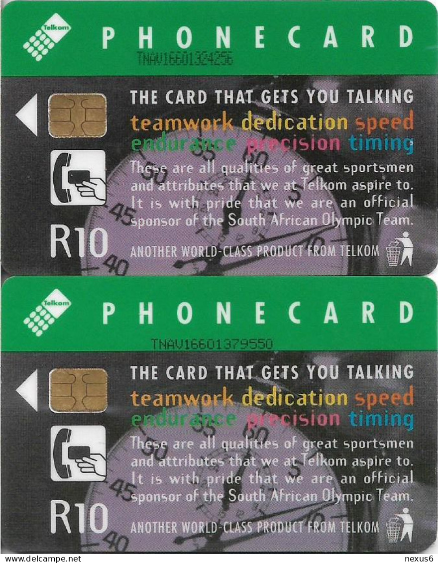 S. Africa - Telkom - S. Africa Olympic Sports Team, Timming, [2 CN (Short-Long) Variants], Chip Siemens S35, 1996, 10R, - Südafrika