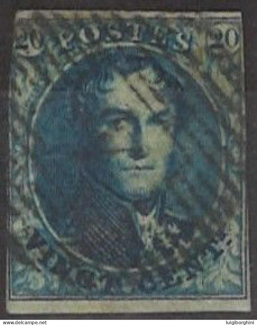 BELGIO 1849/50 - 20c. Azzurro Usato - 1849-1865 Medaillen (Sonstige)