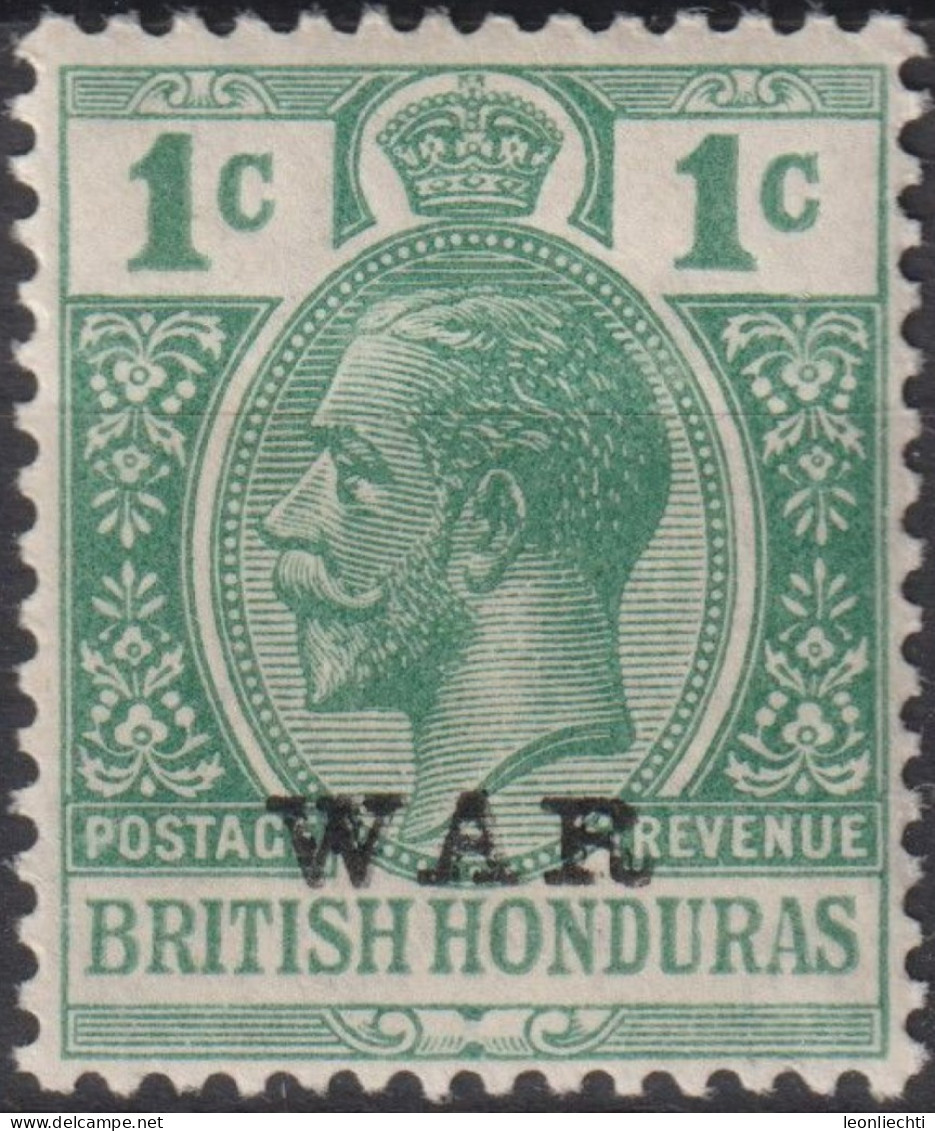 1918 Britisch-Honduras ** Mi:GB-BZ 82a, Sn:GB-BZ MR4, Yt:GB-BZ 89, King George V Definitives 1913-1921 - War Overprints - Honduras Britannico (...-1970)
