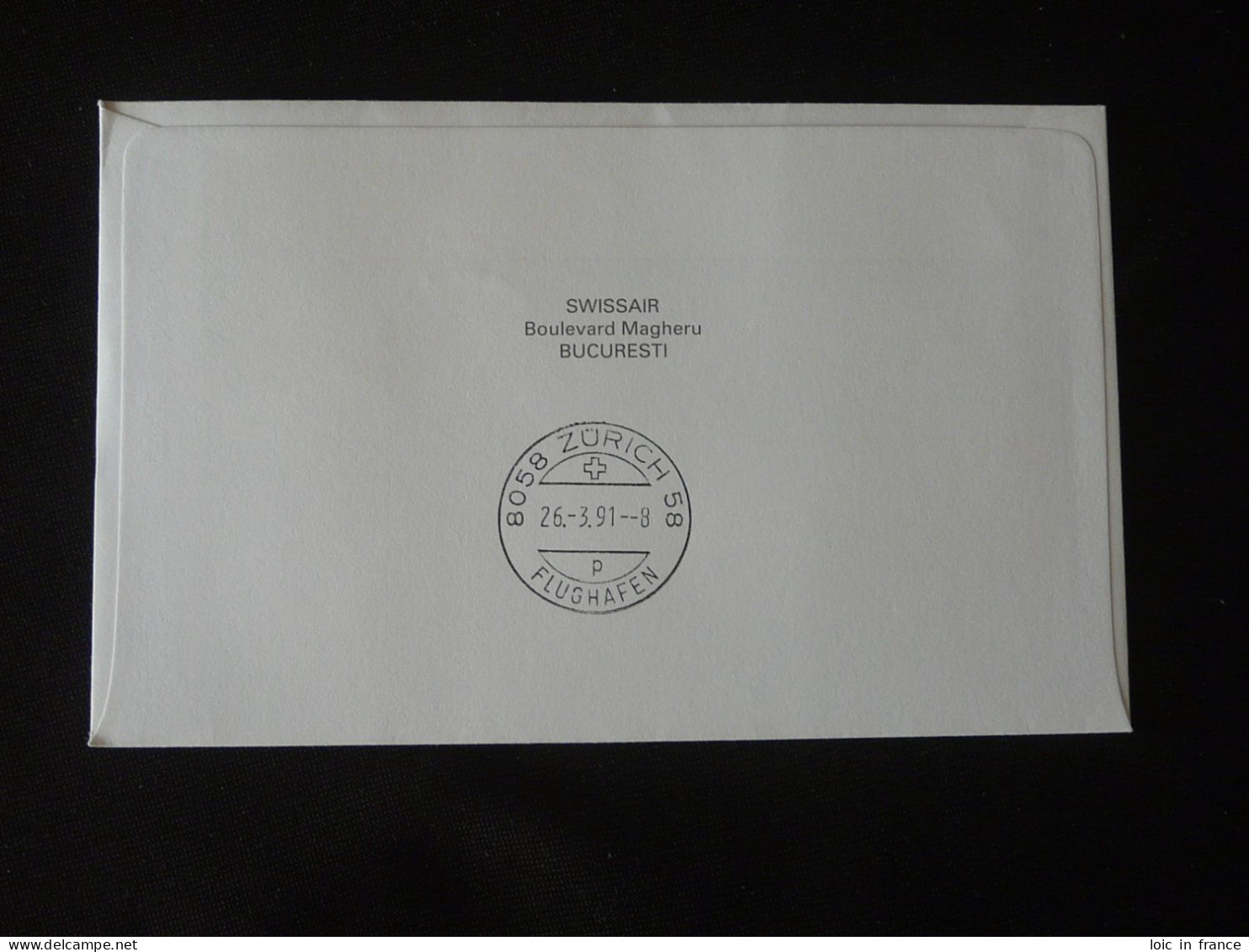 Lettre Vol Special Flight Cover Bucharest Zurich Swissair Roumanie 1991 - Covers & Documents