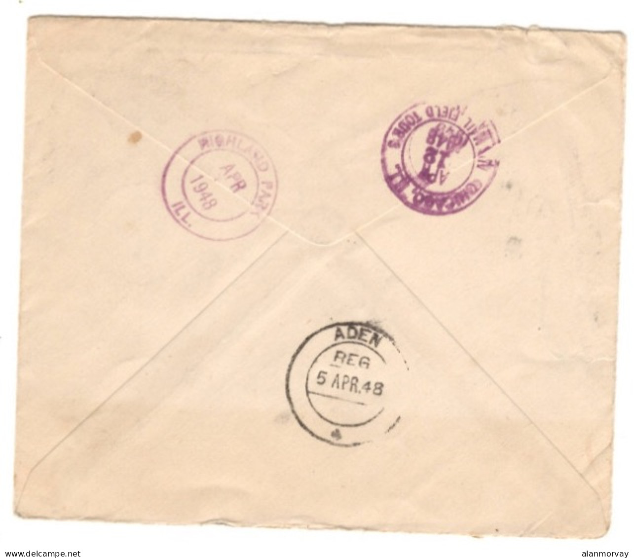 Aden - Aden Kathiri State Of Seiyun March 25, 1948 Registered Cover To USA - Aden (1854-1963)