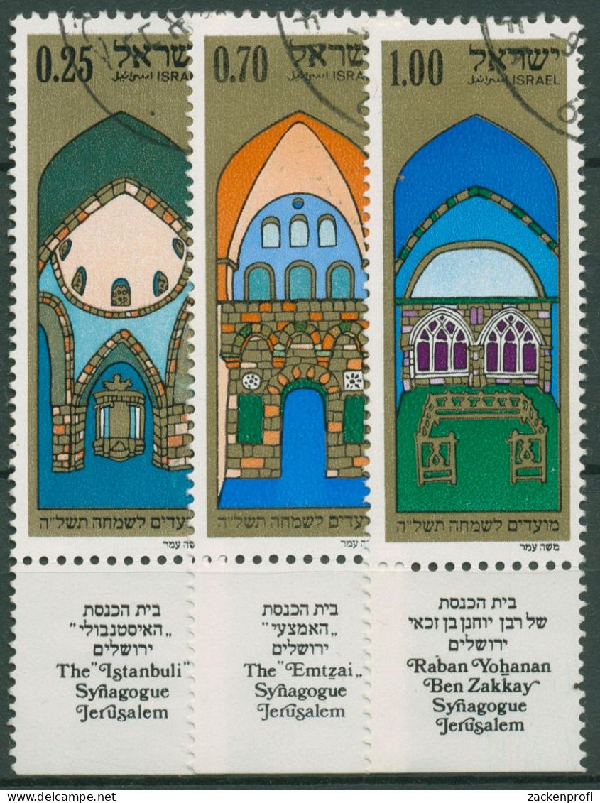 Israel 1974 Jüdische Festtage Synagogen 616/18 Mit Tab Gestempelt - Usados (con Tab)