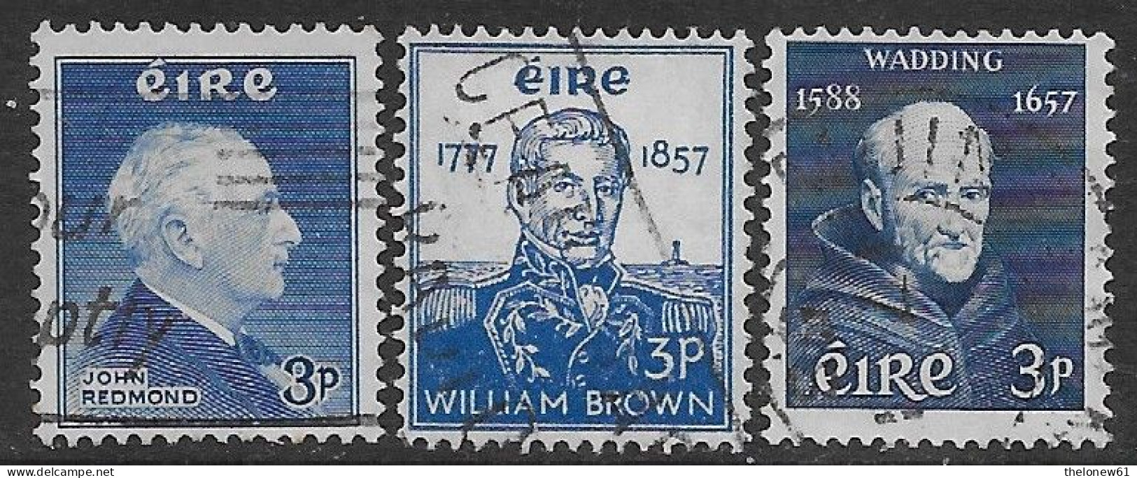 Irlanda Ireland 1957 Redmond Brown Wadding 3val Mi N.128,132,134 US - Usati
