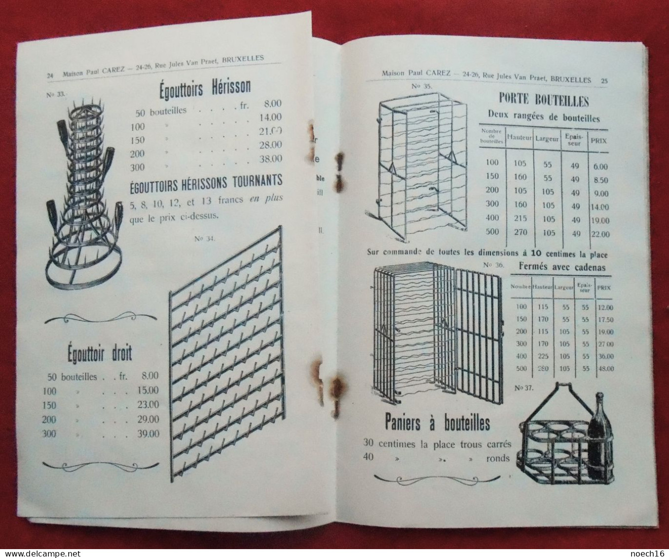 Catalogue / Publicités - Maison Paul Carez, Articles De Cave, Rue Jules Van Praet, Bruxelles - Alimentaire