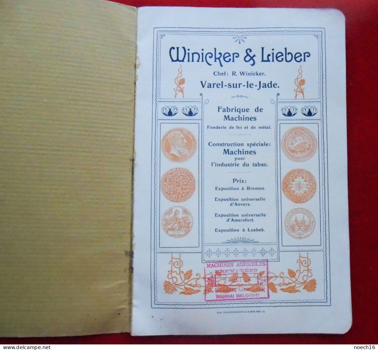 Catalogue Fonderie & Industrie Du Tabac Winicker & Lieber, Varel S. Jade, Allemagne/1904 Constructeur Herbin à Tournai - Alimentos