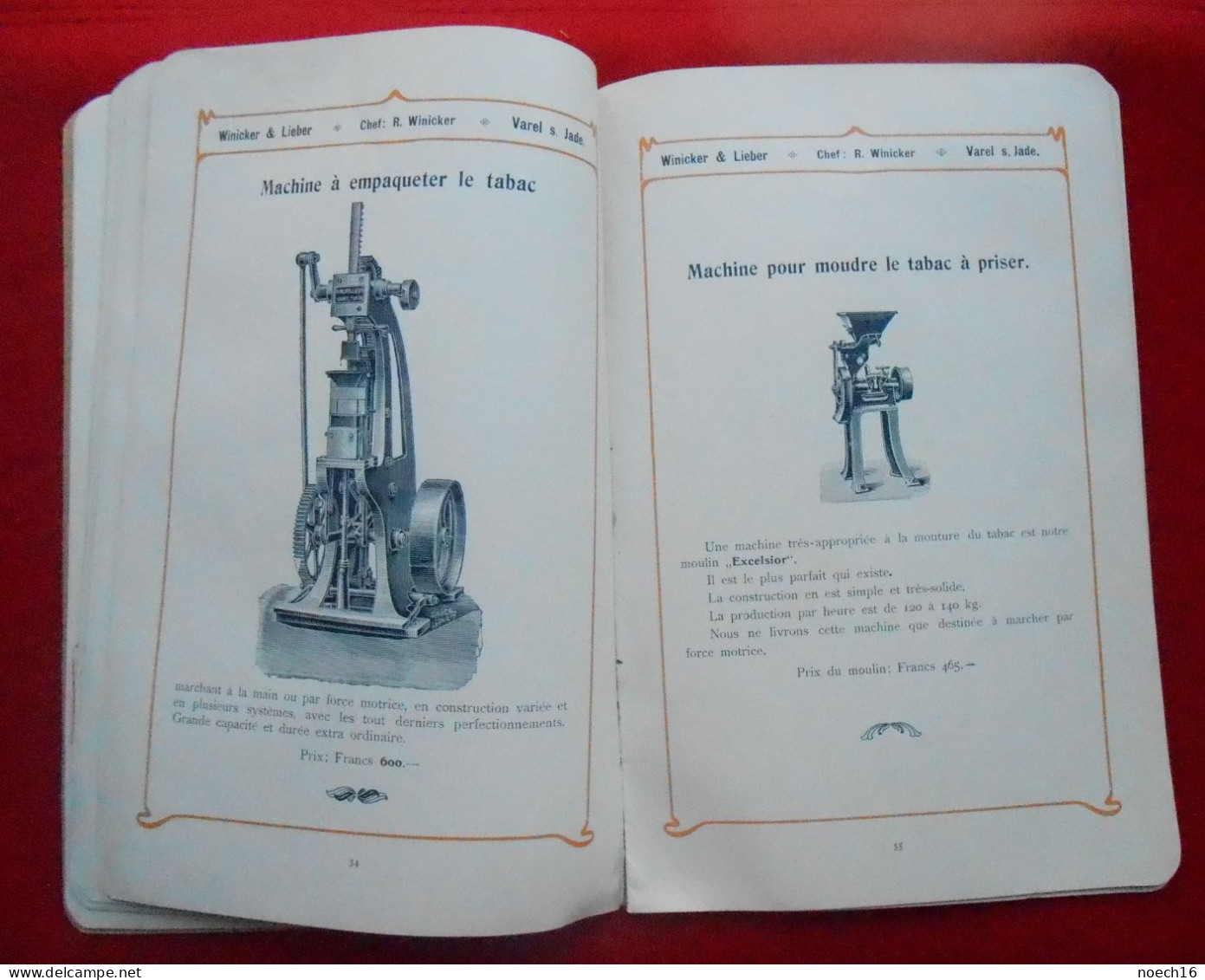 Catalogue Fonderie & Industrie du Tabac Winicker & Lieber, Varel s. Jade, Allemagne/1904 Constructeur Herbin à Tournai