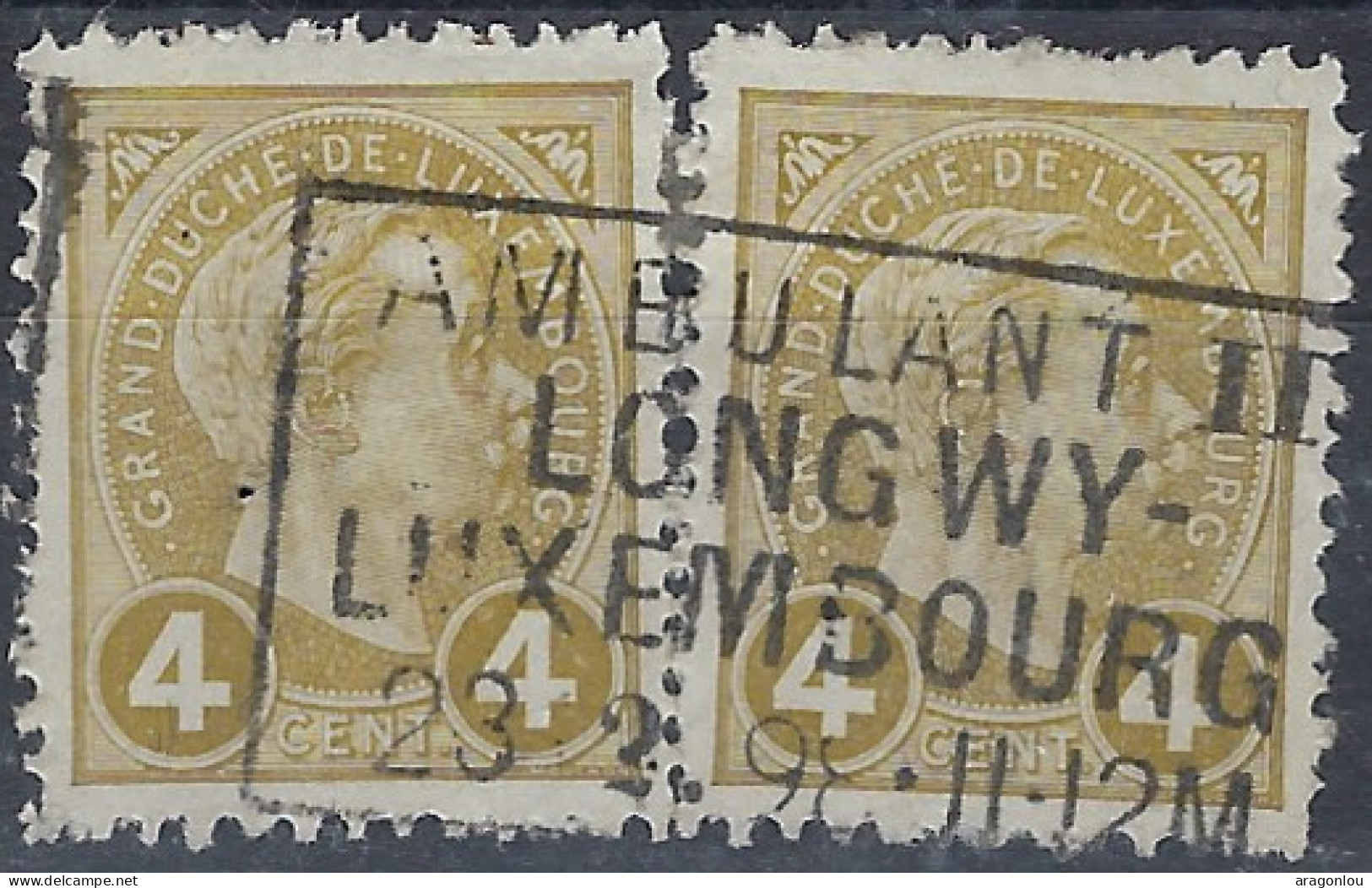 Luxembourg - Luxemburg - Timbres - Adolphe  -  Cachet  Ambulant  -  Longwy - Luxembourg   Paire   ° - 1895 Adolfo De Perfíl