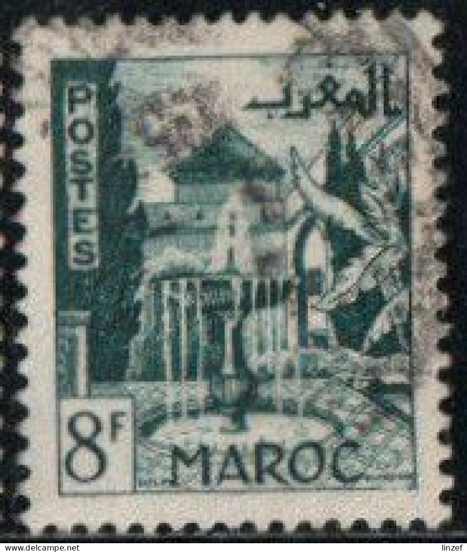 Maroc 1949 Yv. N°283 - 8f Vert-bleu Jardins à Meknès - Oblitéré - Used Stamps
