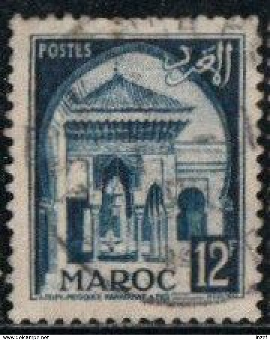 Maroc 1951 Yv. N°309 - 12f Bleu Mosquée Karaouine - Oblitéré - Usati