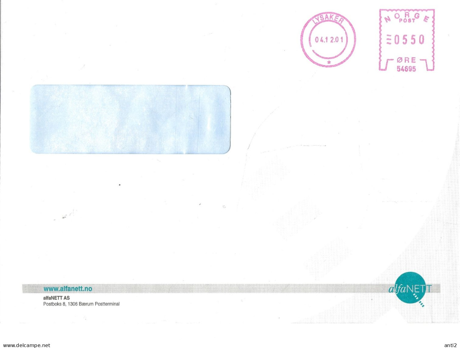 Norway 2001 Cover   Cancelled Lysaker  4.1.2001   - Cover   5.50 - Covers & Documents