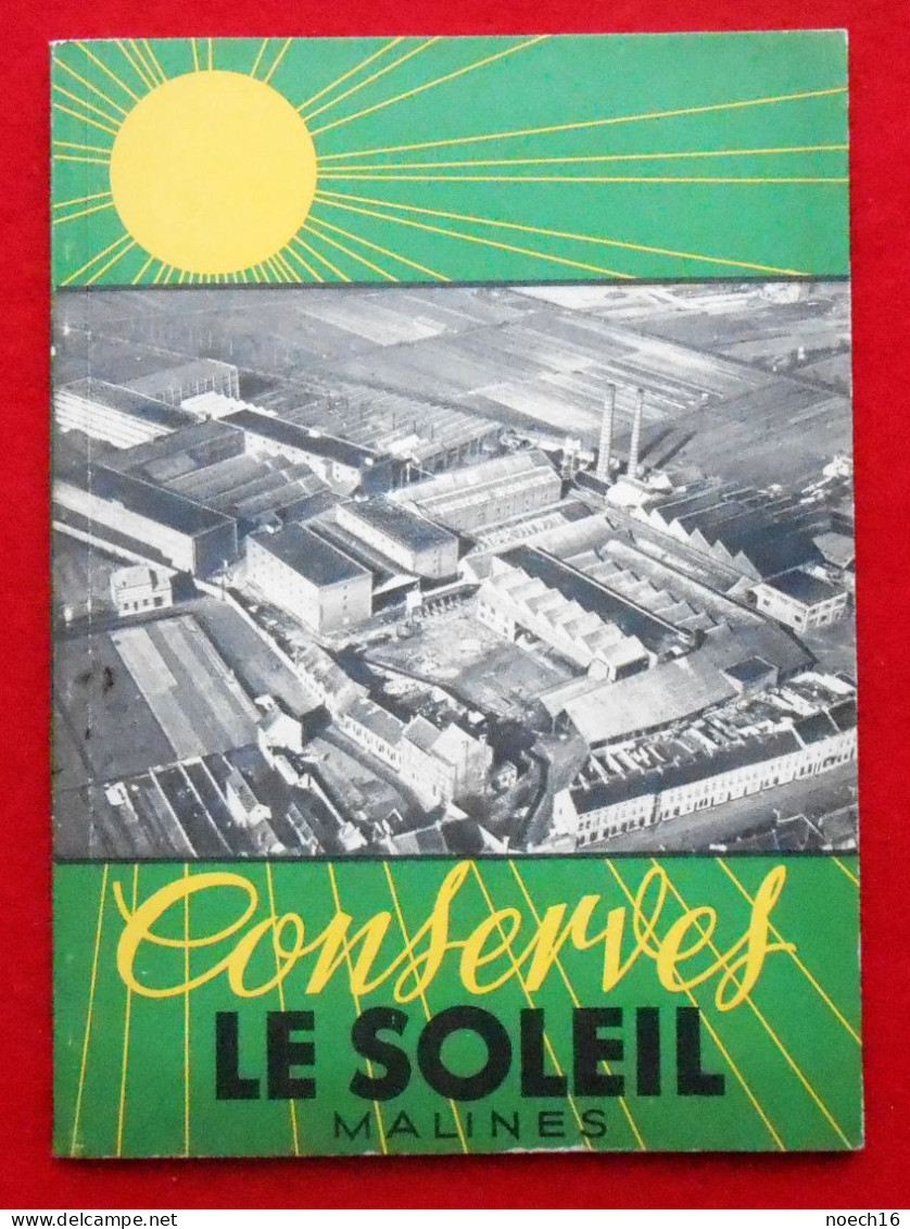 Publicité. Carnet De Recettes Conserves "Le Soleil" Malines/Mechelen. - Publicités