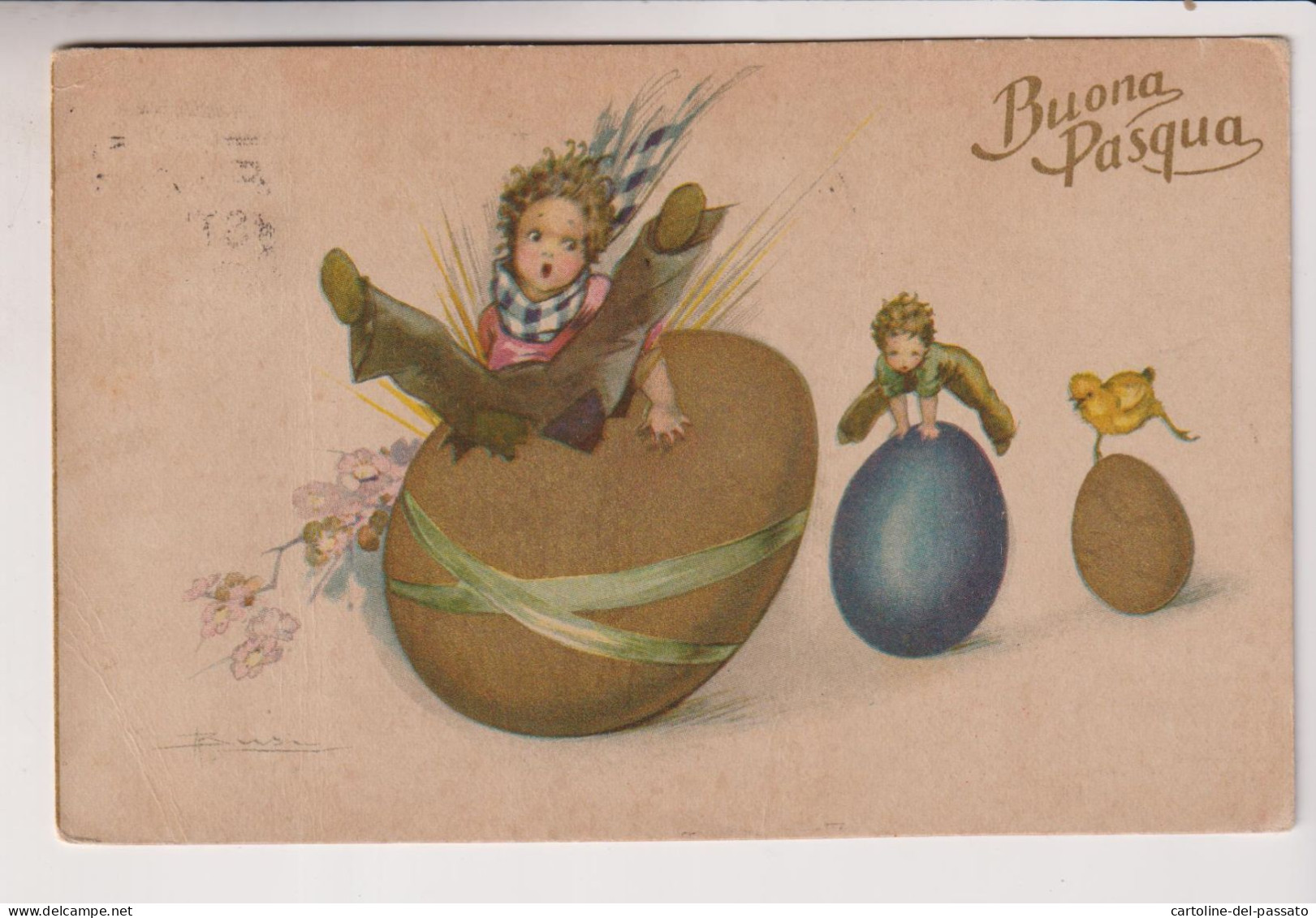 BUSI ILLUSTRATORE  BUONA PASQUA  FROHE HAPPY EASTER  VG 1936 - Busi, Adolfo