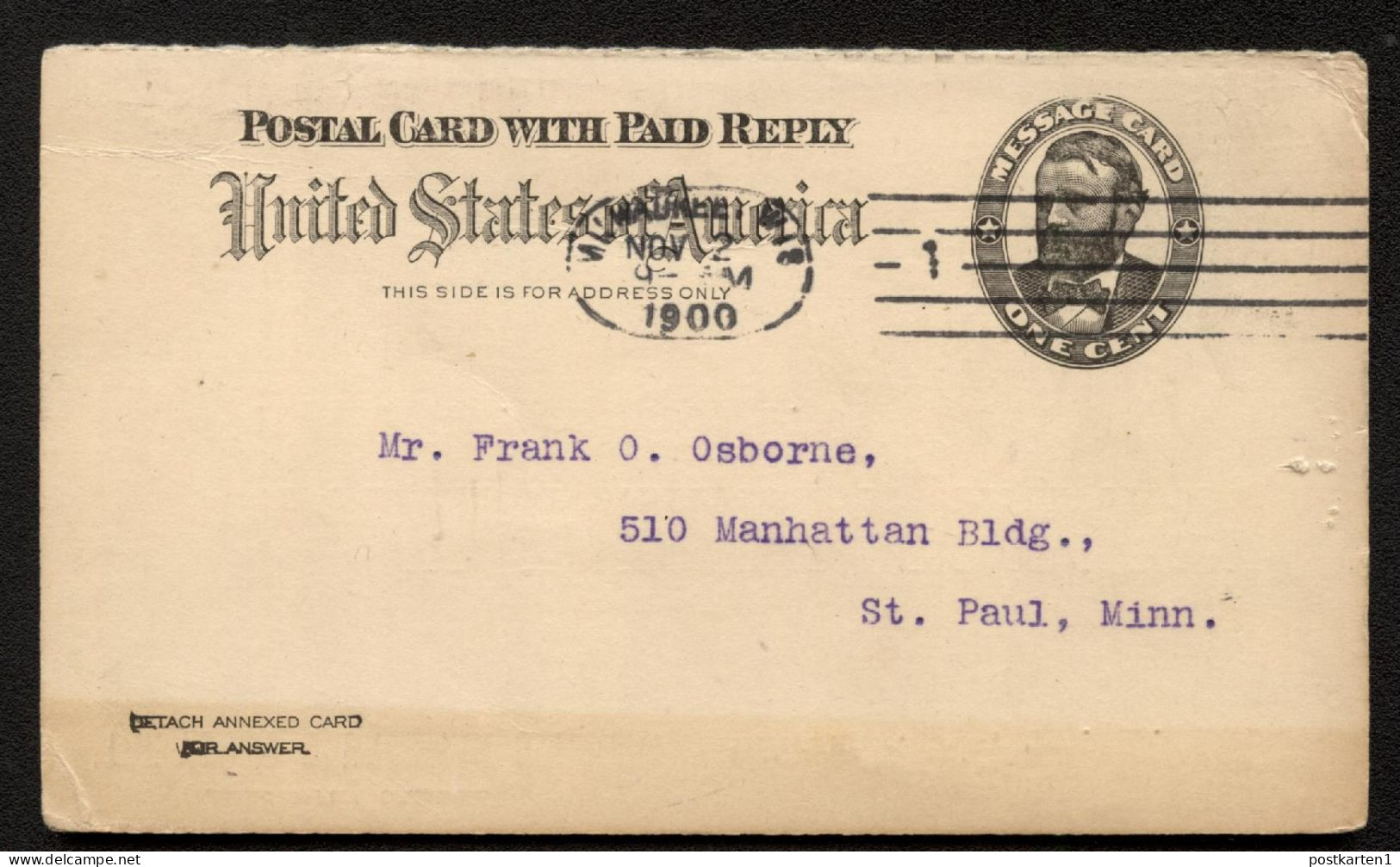 UY3m Message Card Milwaukee WI To St. Paul MN 1900 - ...-1900