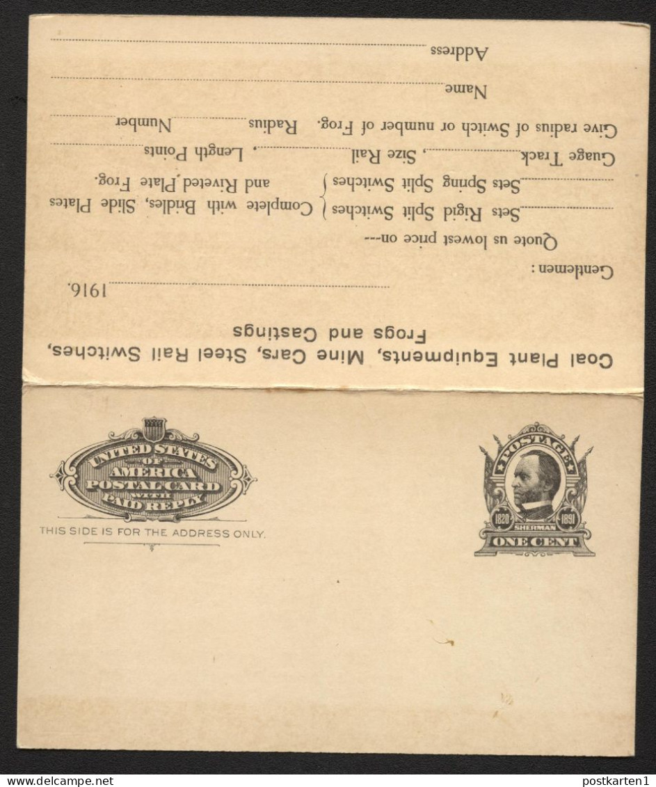 UY4 Postal Card With Reply ADVERTISED RAIL SWITCHES 1904 - 1901-20