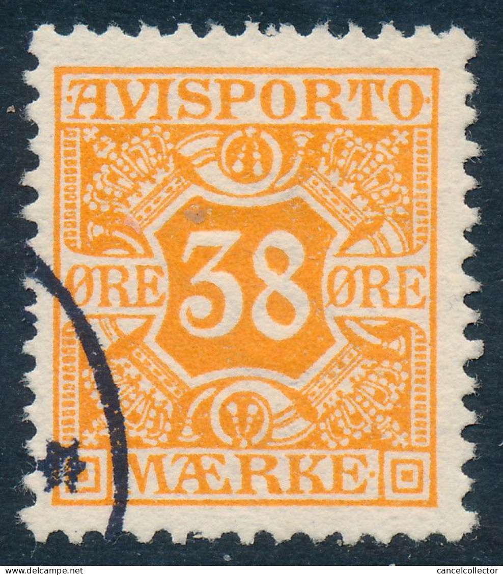 Denmark Danemark Danmark 1907: 38ø Orange Newspaper Stamp, F-VF Used (DCDK00481) - Usado