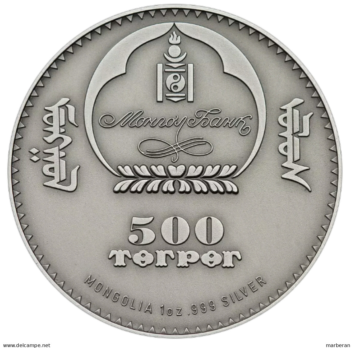 500 TOGROG MONGOLIA 1 OZ. PLATA 999 - Mongolia