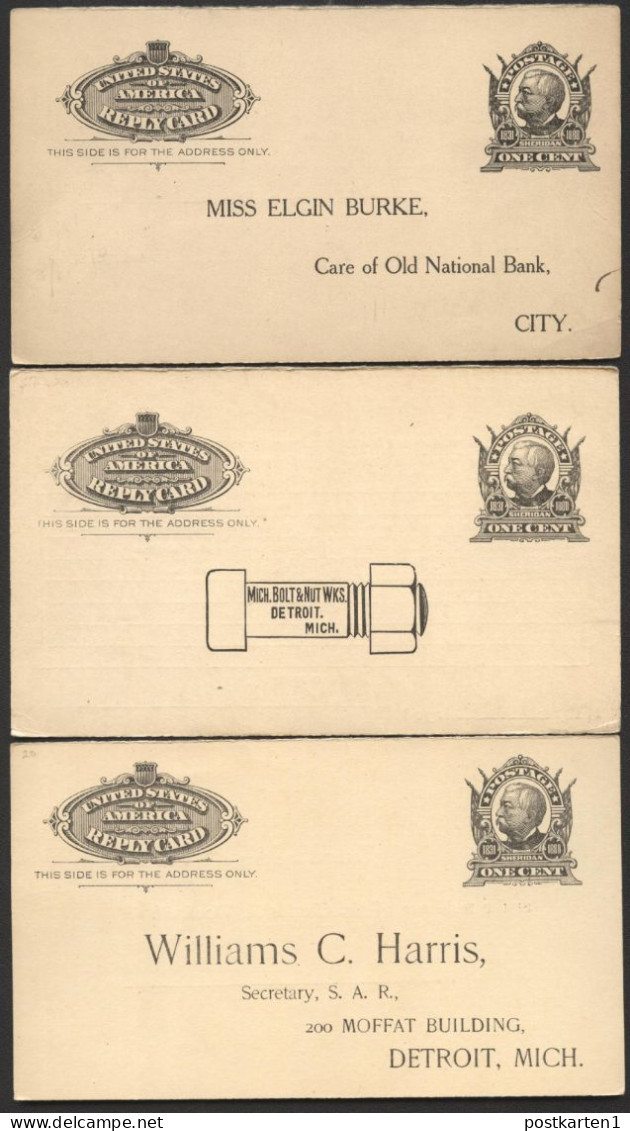 UY4r 3 Reply Cards Preprinted 1904 Cat. $10.50 - 1901-20