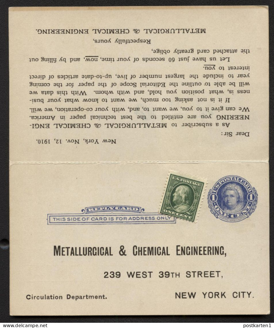 UY5 Sep1 Postal Card With Reply New York NY To SWEDEN 1910 - 1901-20