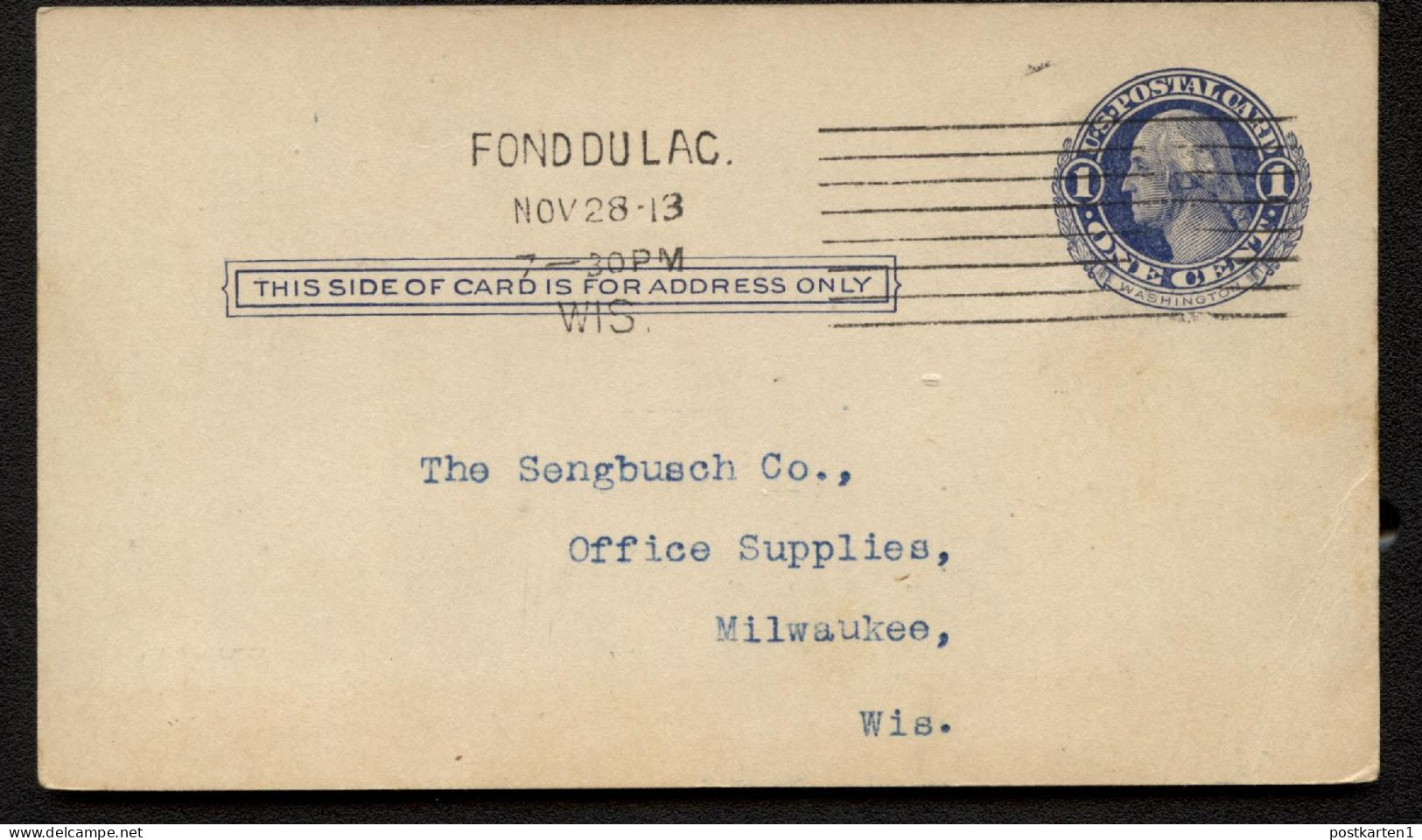 UY5m Message Card Fond Du Lac WI To Milwaukee WI 1913 - 1901-20