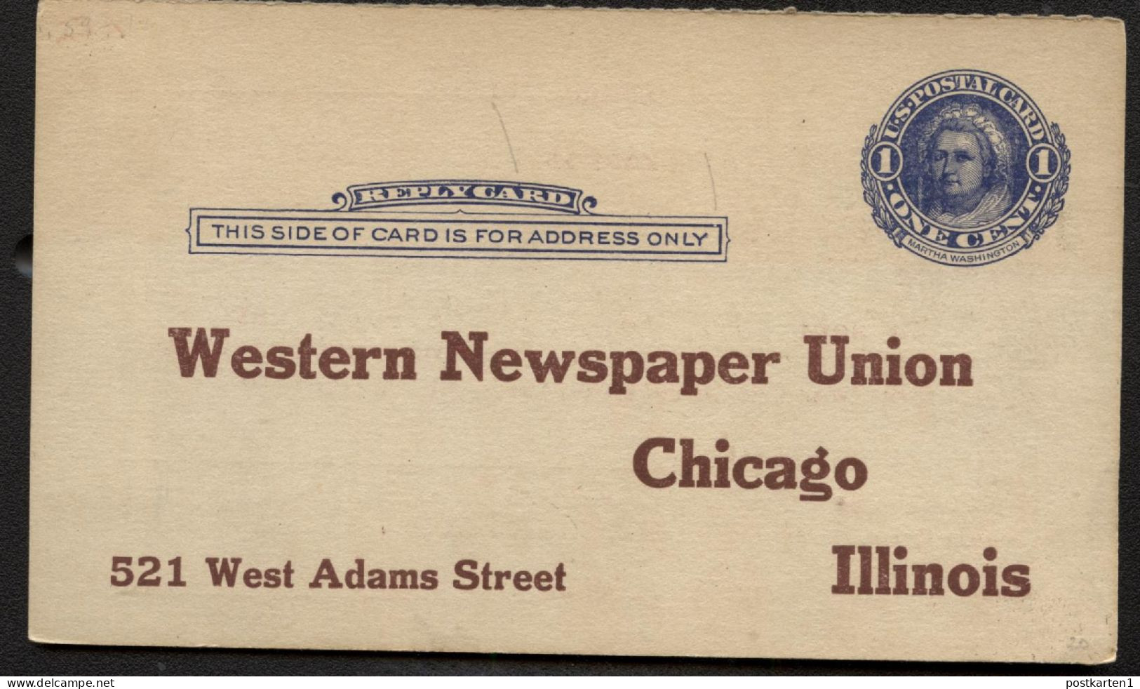 UY5r Reply Card Preprinted PLATEFLAWS Chicago IL 1912 - 1901-20