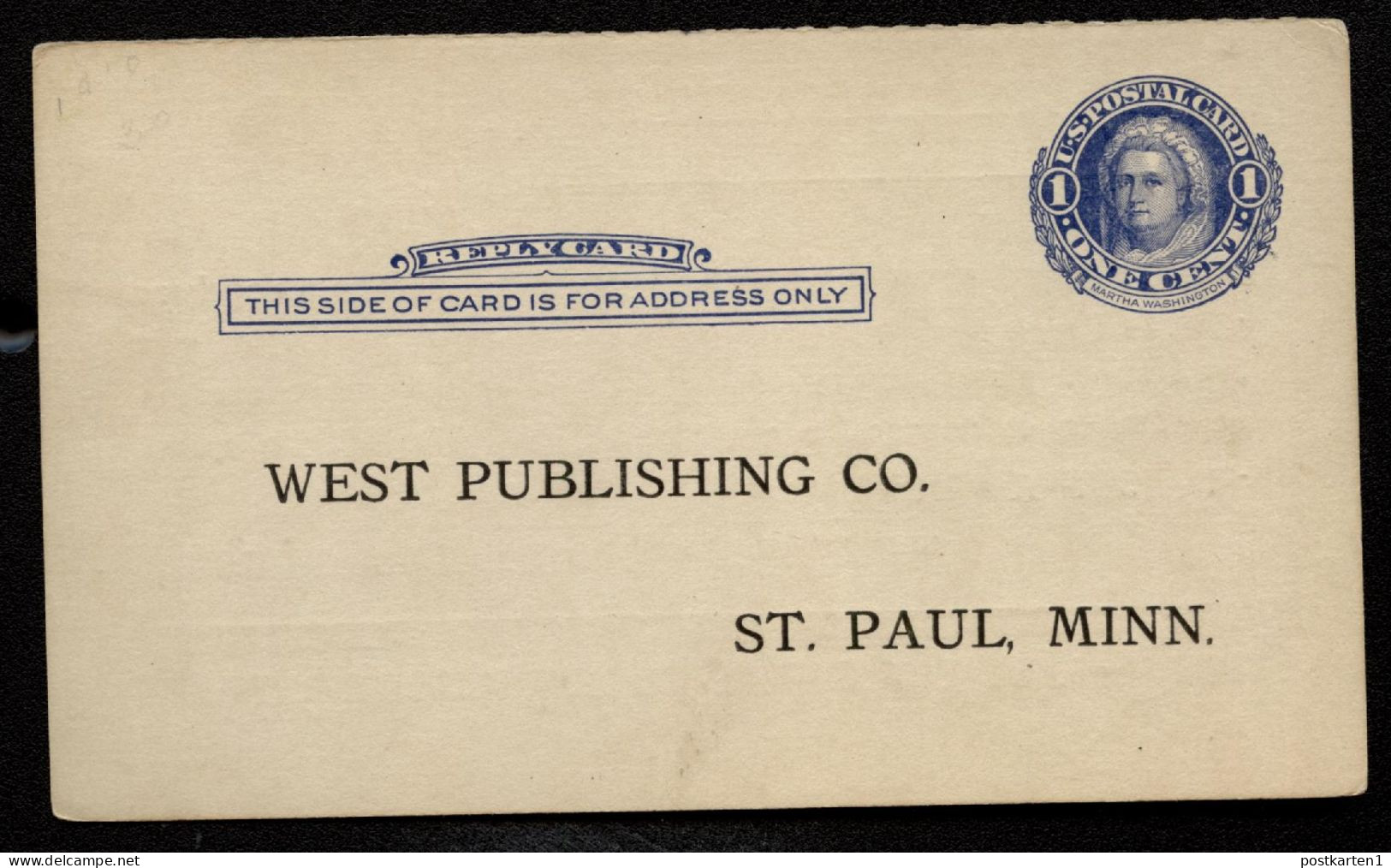 UY5r Reply Card Preprinted St. Paul MN 1911 Cat. $6.00 - 1901-20